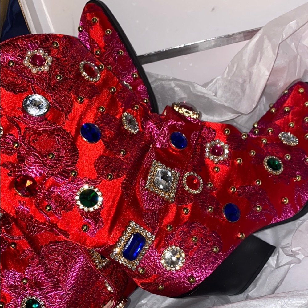 Red and Pink Embellished Heels